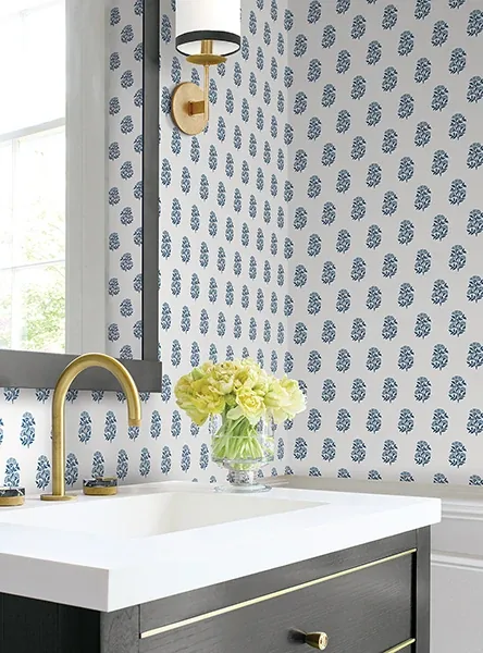 York Designer Series Sylvie Blue Floral Wallpaper - SKU VP1384