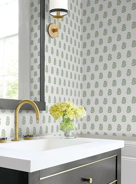 York Designer Series Sylvie Green Floral Wallpaper - SKU VP1385