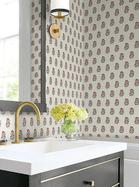 York Designer Series Sylvie Ruby Floral Wallpaper - SKU VP1381