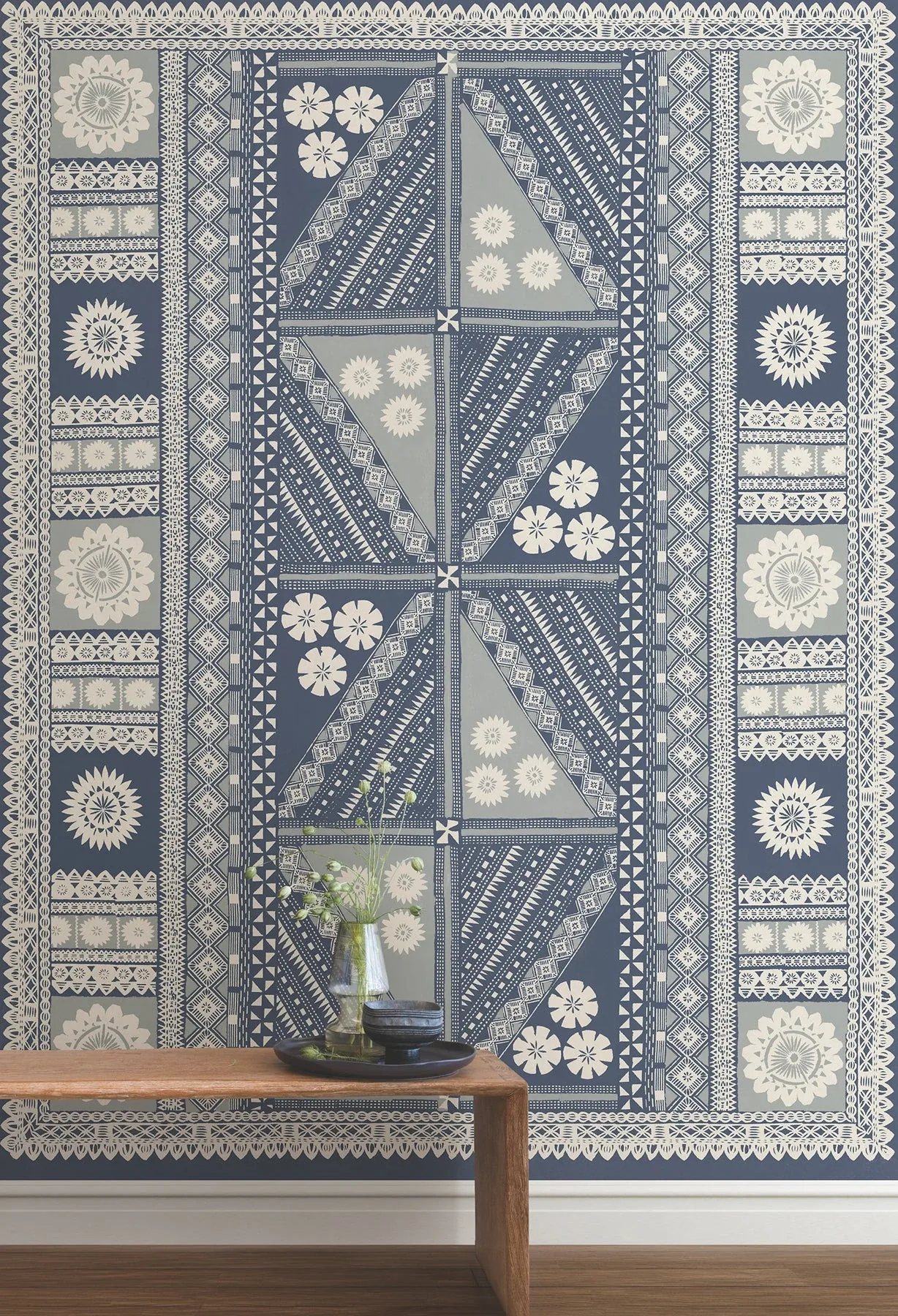 York Designer Series Tapa Indigo Wall Mural - SKU AB3058M