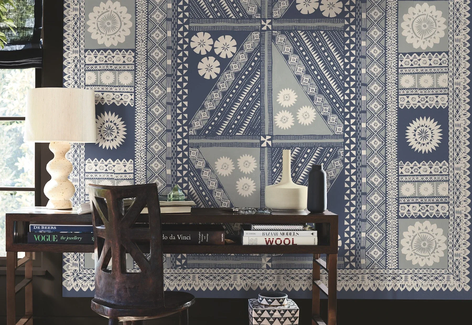 York Designer Series Tapa Indigo Wall Mural - SKU AB3058M