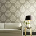 York Designer Series Teardrop Damask Beige Wallpaper | Wallpaper Twins York Designer Series Teardrop Damask Beige Wallpaper - SKU KT2142