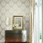 York Designer Series Teardrop Damask Beige Wallpaper | Wallpaper Twins York Designer Series Teardrop Damask Beige Wallpaper - SKU KT2142