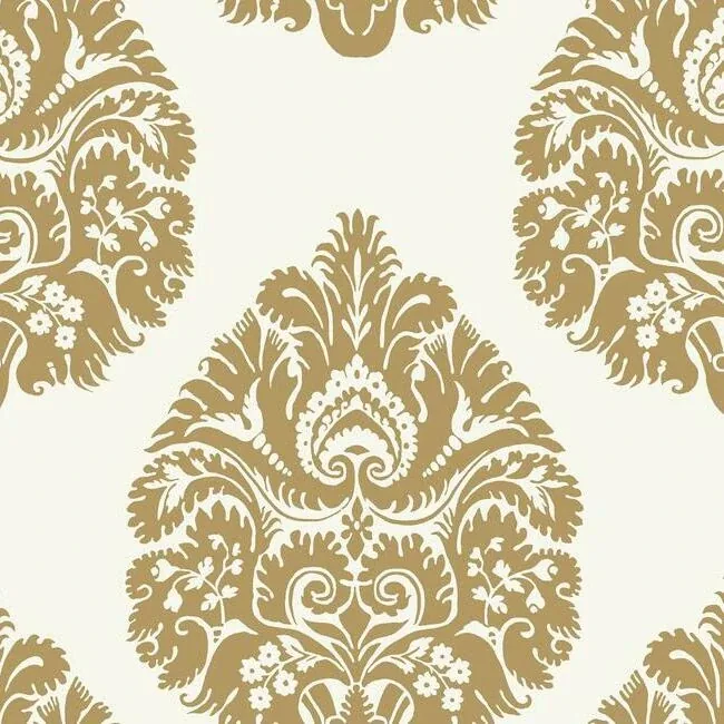 KT2141 | Teardrop Damask Gold Wallpaper