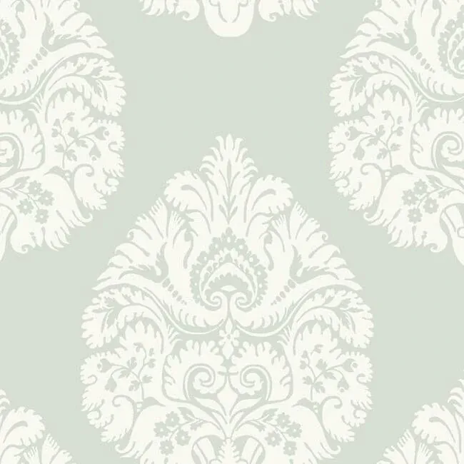 KT2145 | Teardrop Damask Light Grey Wallpaper