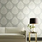 York Designer Series Teardrop Damask Light Grey Wallpaper - SKU KT2145