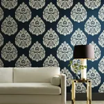 York Designer Series Teardrop Damask Navy Wallpaper - SKU KT2143