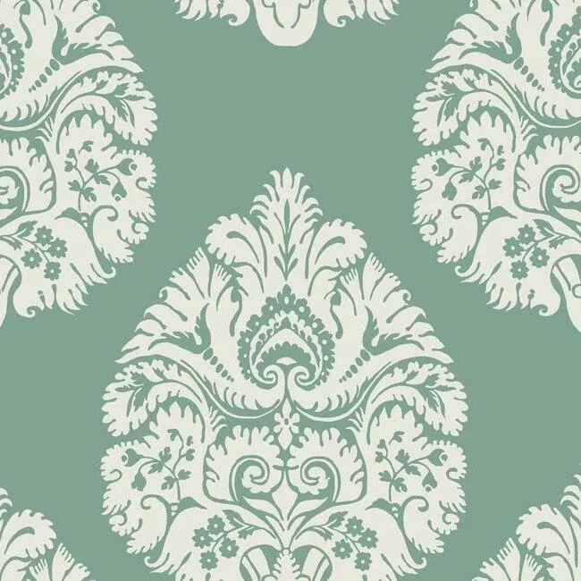KT2146 | Teardrop Damask Teal Wallpaper