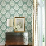 York Designer Series Teardrop Damask Teal Wallpaper - SKU KT2146
