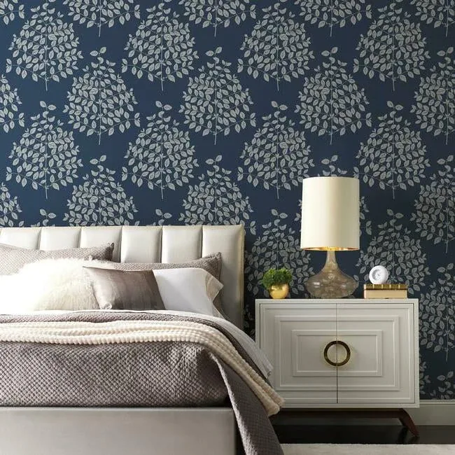 York Designer Series Tender Navy & Silver Wallpaper - SKU OS4257