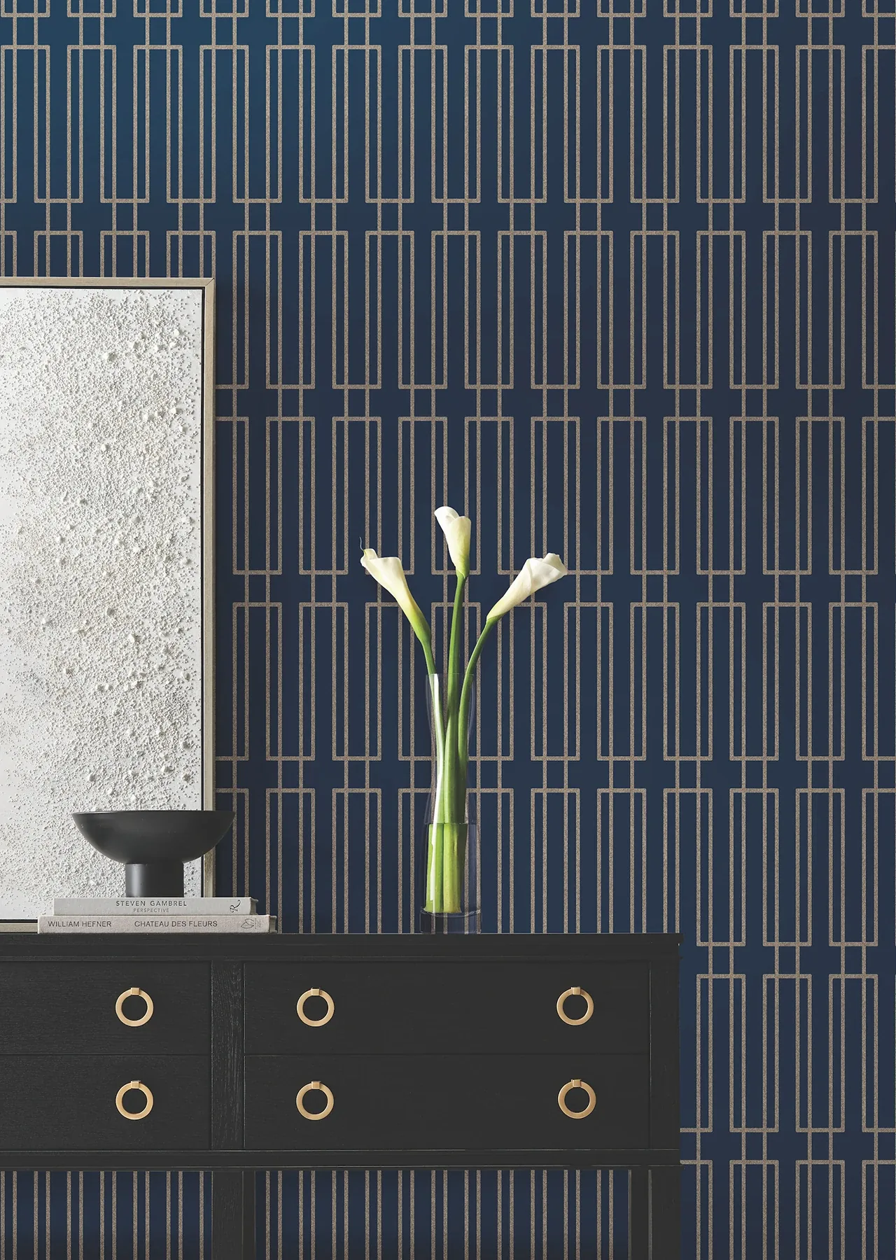 York Designer Series Terrace Navy Wallpaper - SKU DF3329