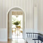 York Designer Series Tilford Beige Awning Stripe Wallpaper - SKU VP1372