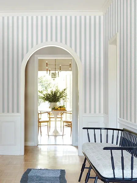 York Designer Series Tilford Light Blue Awning Stripe Wallpaper - SKU VP1371