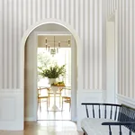 York Designer Series Tilford Light Grey Awning Stripe Wallpaper - SKU VP1373