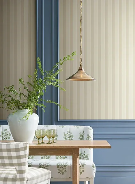 York Designer Series Tilford Neutral Awning Stripe Wallpaper - SKU VP1374