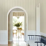 York Designer Series Tilford Neutral Awning Stripe Wallpaper - SKU VP1374
