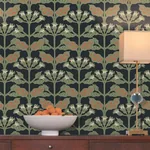 York Designer Series Tracery Blooms Black Metallic Wallpaper - SKU AC9113