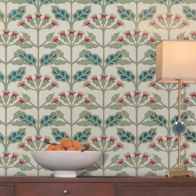 York Designer Series Tracery Blooms Cream Metallic Wallpaper - SKU AC9111