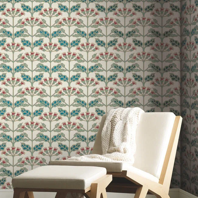 York Designer Series Tracery Blooms Cream Metallic Wallpaper - SKU AC9111