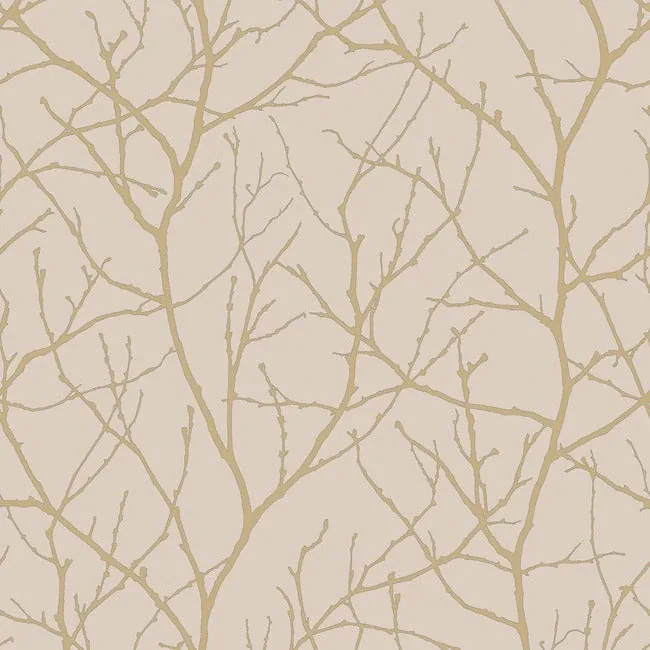 York Designer Series Trees Silhouette Beige & Gold Wallpaper - SKU MD7122