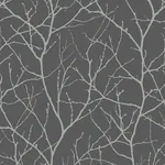York Designer Series Trees Silhouette Charcoal & Silver Wallpaper - SKU MD7125