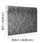 York Designer Series Trees Silhouette Charcoal & Silver Wallpaper - SKU MD7125