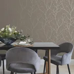 York Designer Series Trees Silhouette Mocha & Silver Wallpaper - SKU MD7121