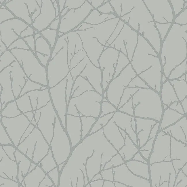 MD7123 | Trees Silhouette Smokey Blue & Silver Wallpaper