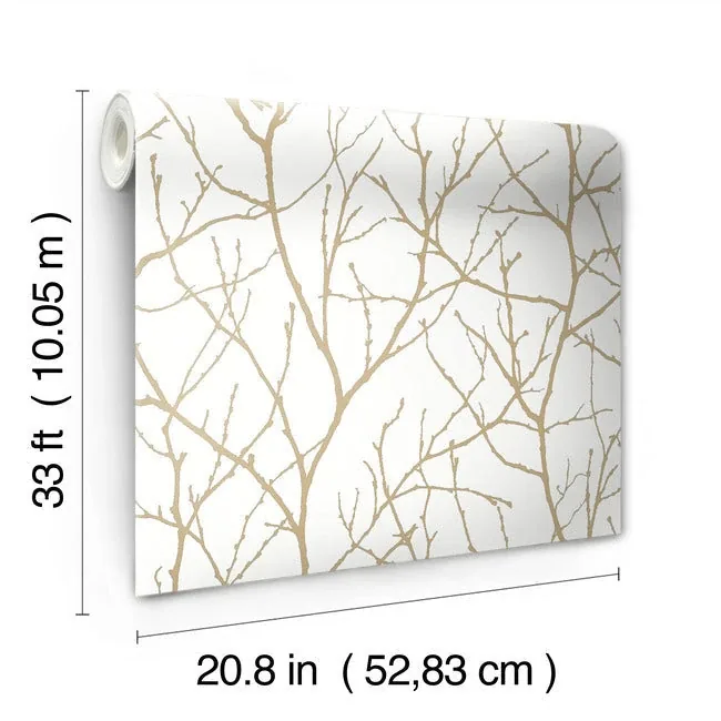 York Designer Series Trees Silhouette White & Gold Wallpaper | Wallpaper Twins York Designer Series Trees Silhouette White & Gold Wallpaper - SKU MD7126