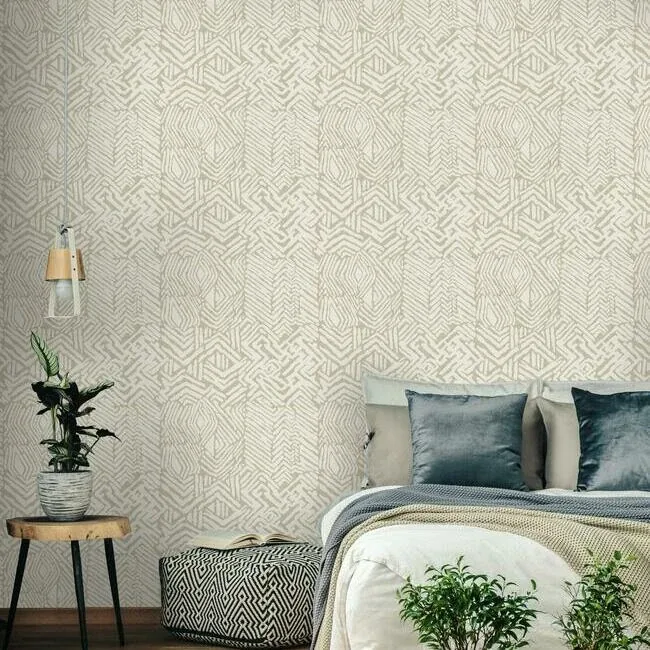 York Designer Series Tribal Print Tan Wallpaper - SKU HC7548