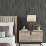 York Designer Series Tribeca Charcoal Texture Stripe Wallpaper - SKU VR1523