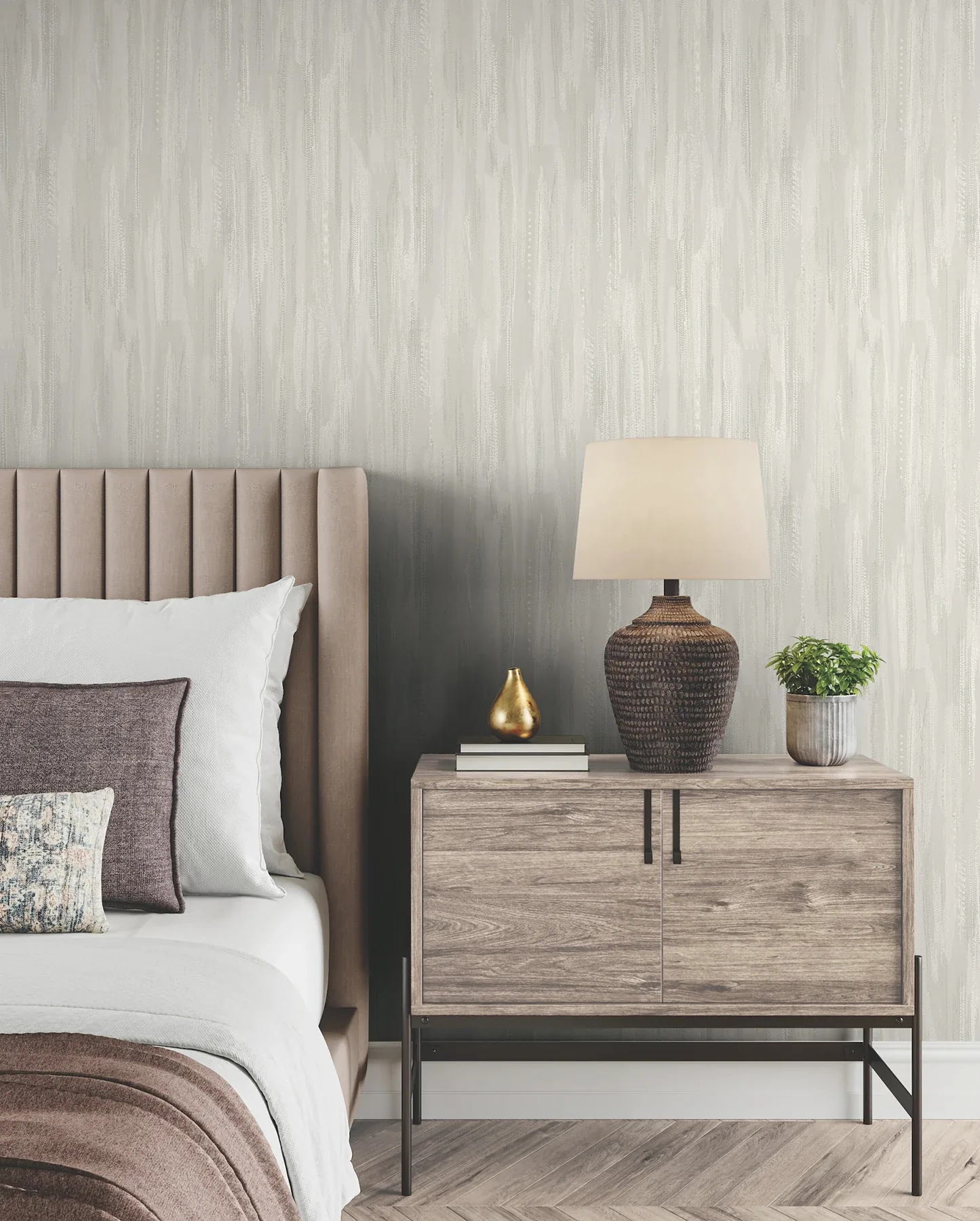 York Designer Series Tribeca Dove Texture Stripe Wallpaper - SKU VR1525