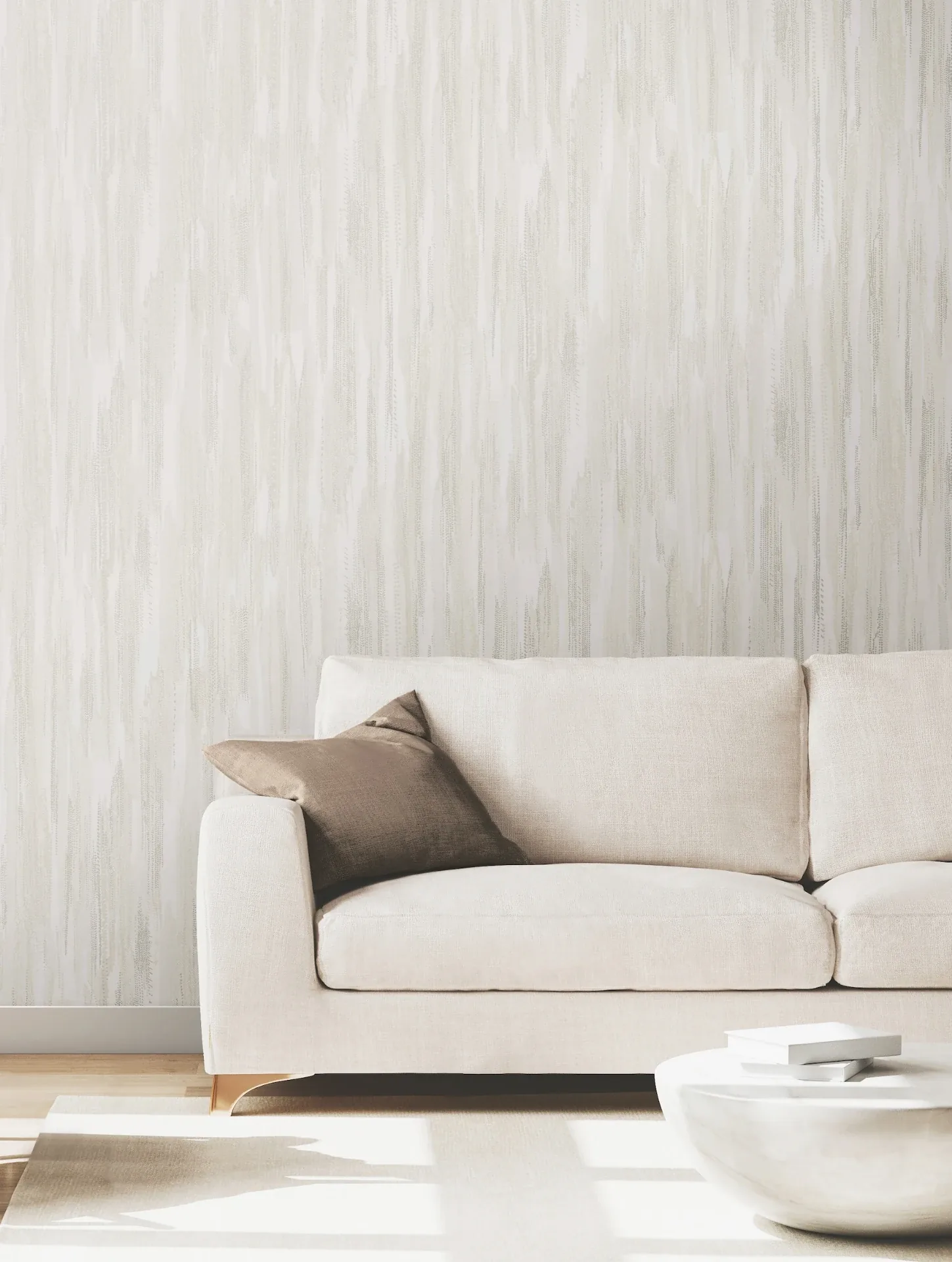 York Designer Series Tribeca White Texture Stripe Wallpaper - SKU VR1522
