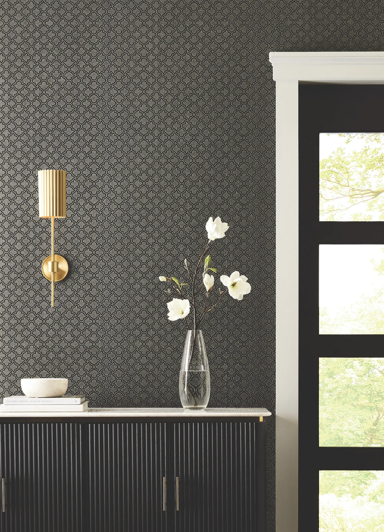 York Designer Series Uptown Glam Black & Gold Wallpaper | Wallpaper Twins York Designer Series Uptown Glam Black & Gold Wallpaper - SKU DF3336