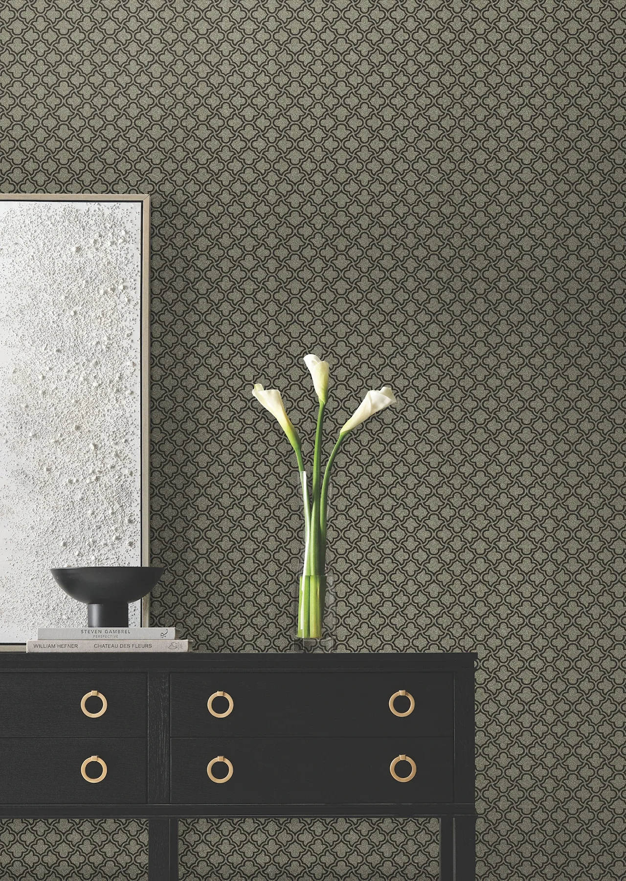 York Designer Series Uptown Glam Black & Gold Wallpaper | Wallpaper Twins York Designer Series Uptown Glam Black & Gold Wallpaper - SKU DF3336