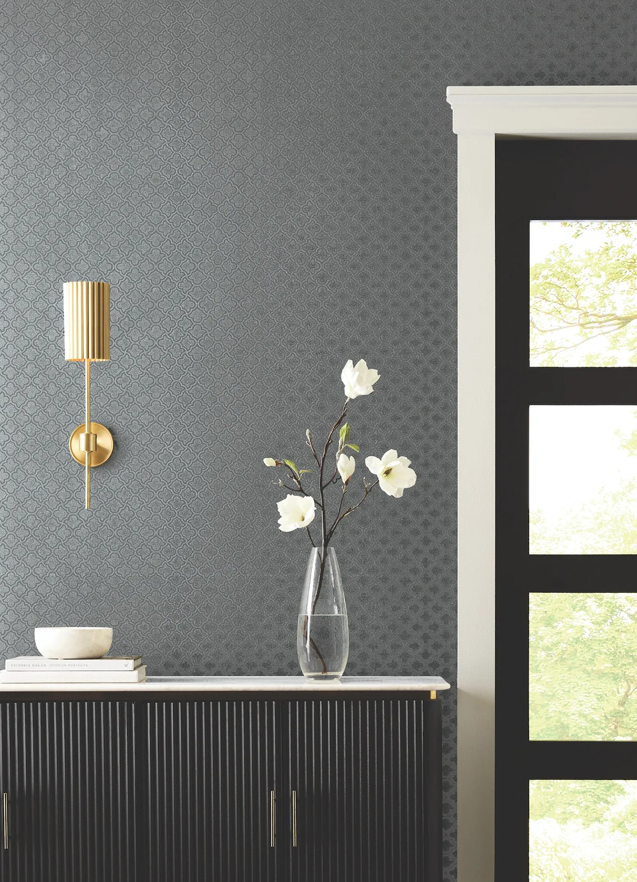 York Designer Series Uptown Glam Charcoal Wallpaper | Wallpaper Twins York Designer Series Uptown Glam Charcoal Wallpaper - SKU DF3338