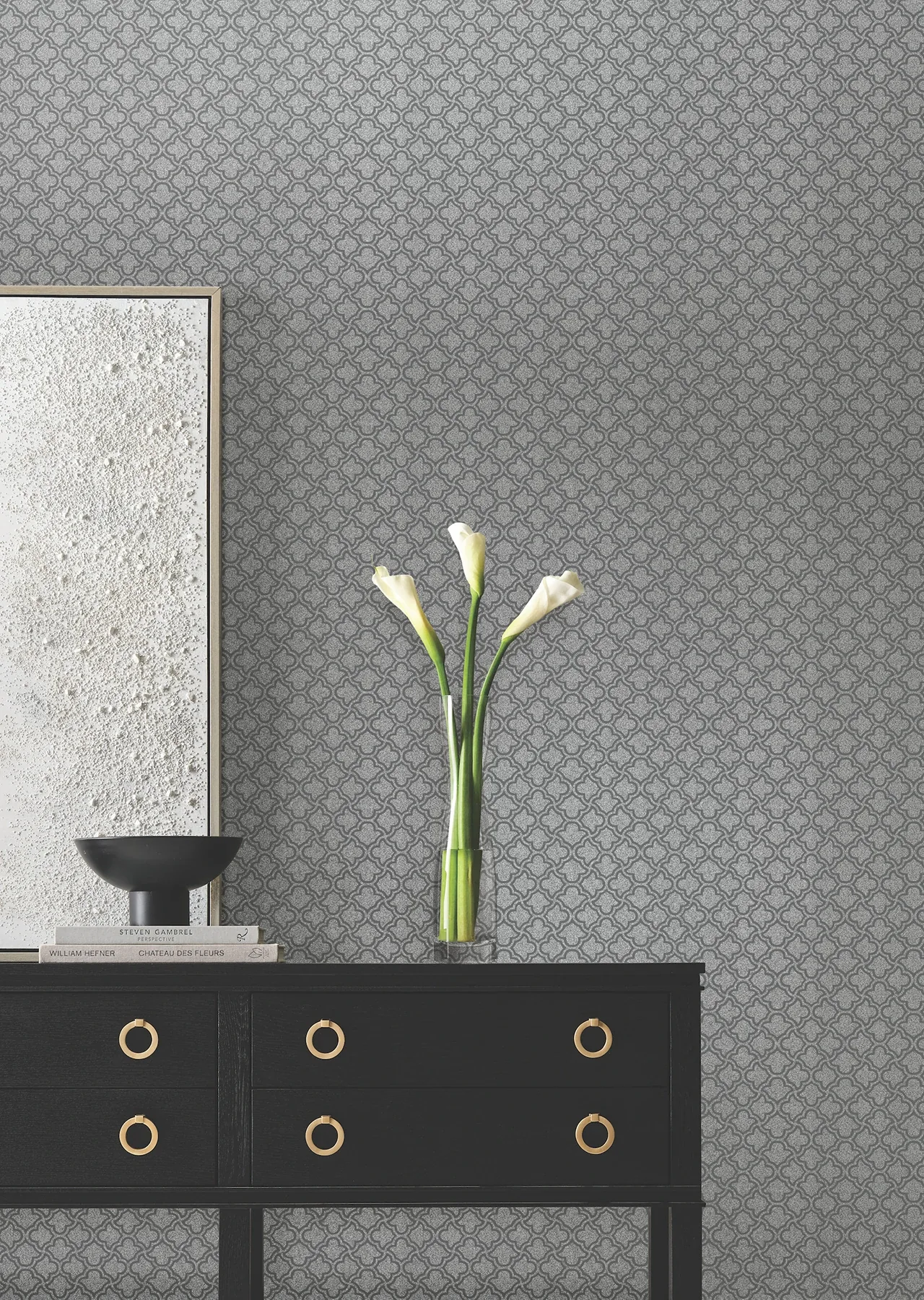 York Designer Series Uptown Glam Charcoal Wallpaper | Wallpaper Twins York Designer Series Uptown Glam Charcoal Wallpaper - SKU DF3338