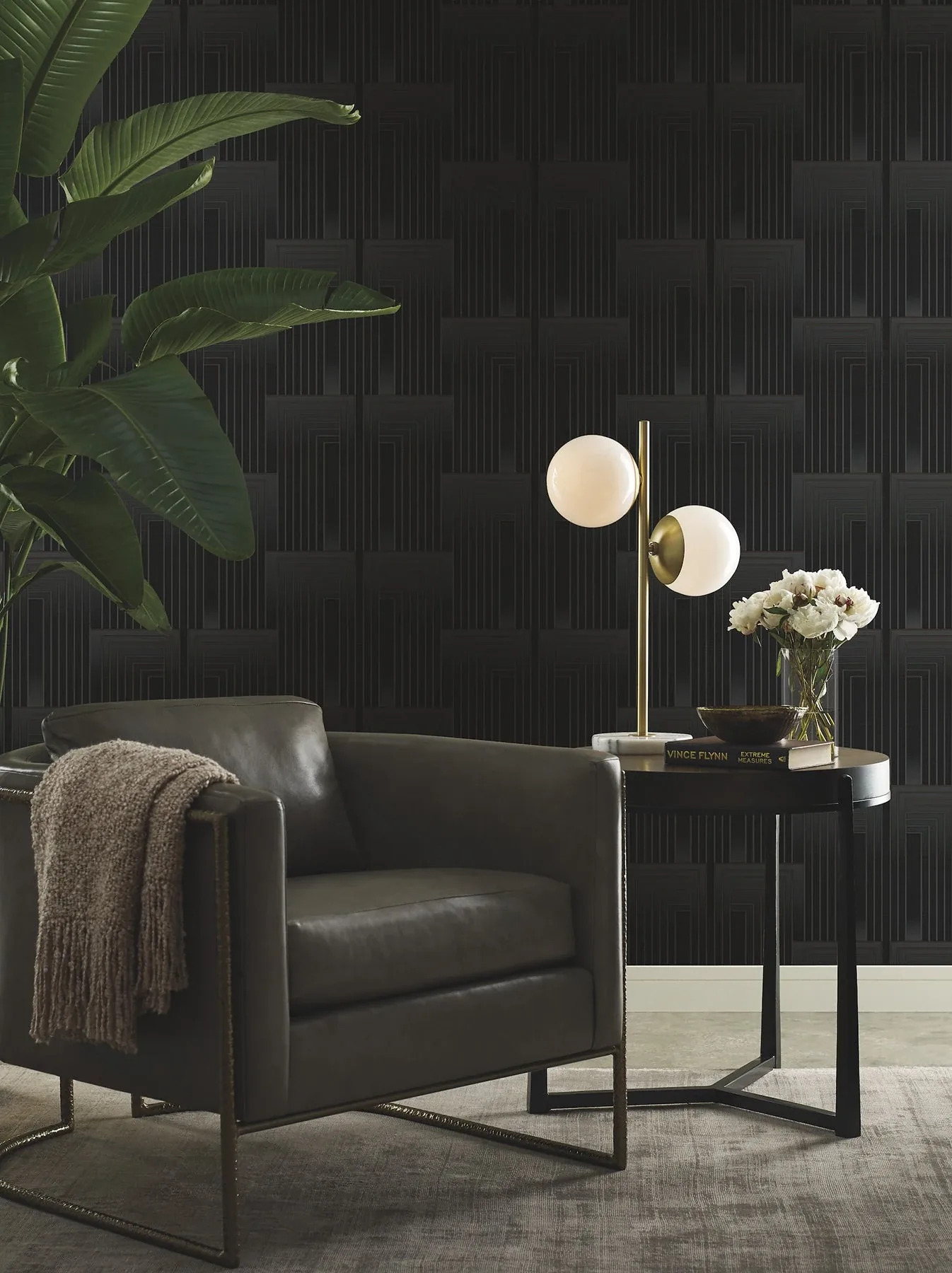 York Designer Series Vanishing Black & Copper Peel & Stick Wallpaper | Wallpaper Twins York Designer Series Vanishing Black & Copper Peel & Stick Wallpaper - SKU PSW1607RL