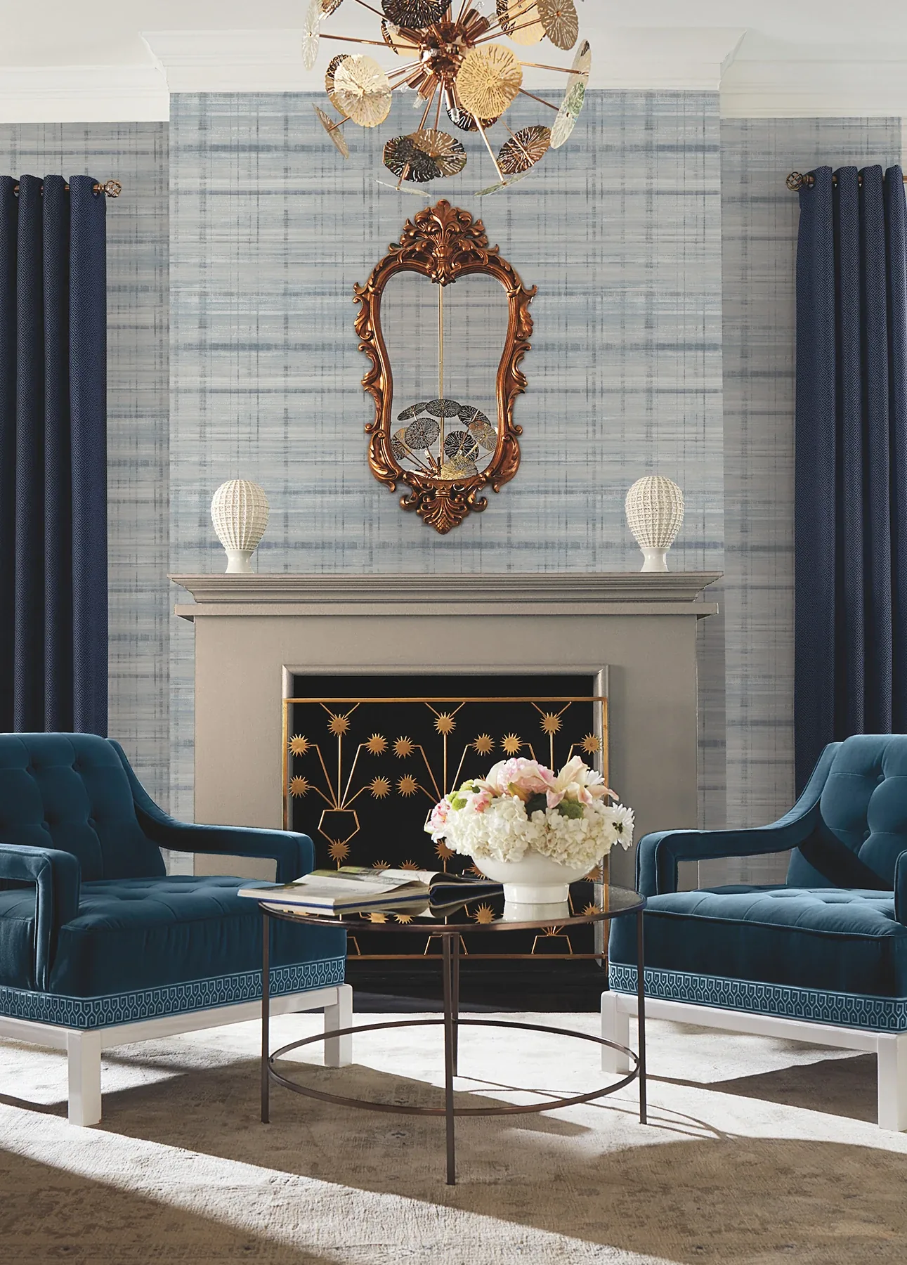 York Designer Series Vanishing Point Blue Striated Wallpaper | Wallpaper Twins York Designer Series Vanishing Point Blue Striated Wallpaper - SKU LL3245