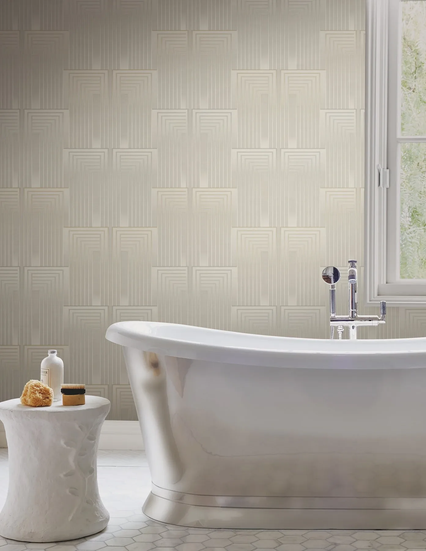 York Designer Series Vanishing Taupe & Pearl Peel & Stick Wallpaper - SKU PSW1606RL