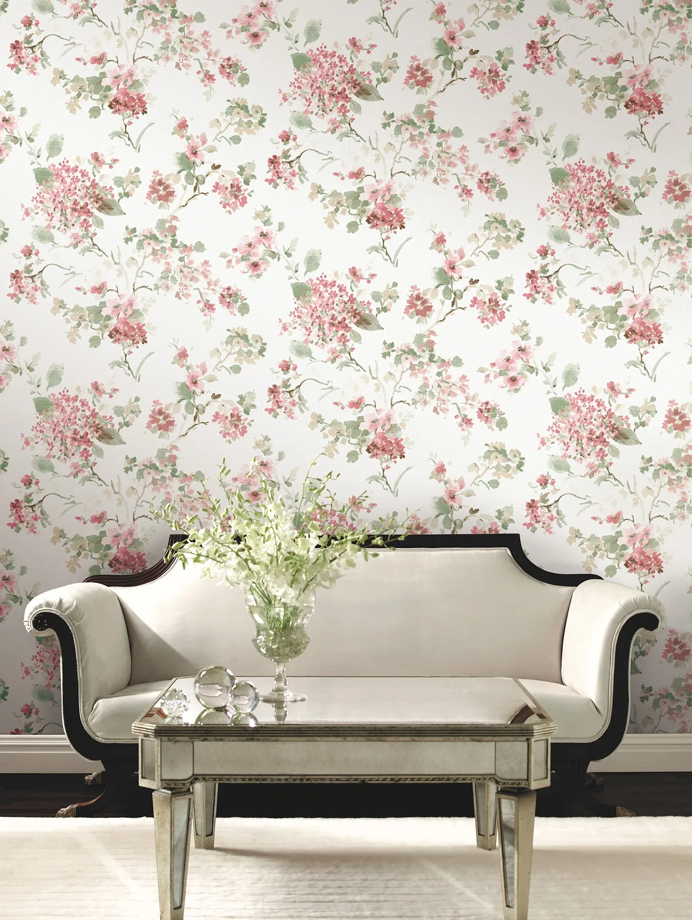 York Designer Series Veiled Garden Pink Floral Wallpaper | Wallpaper Twins York Designer Series Veiled Garden Pink Floral Wallpaper - SKU LL3231