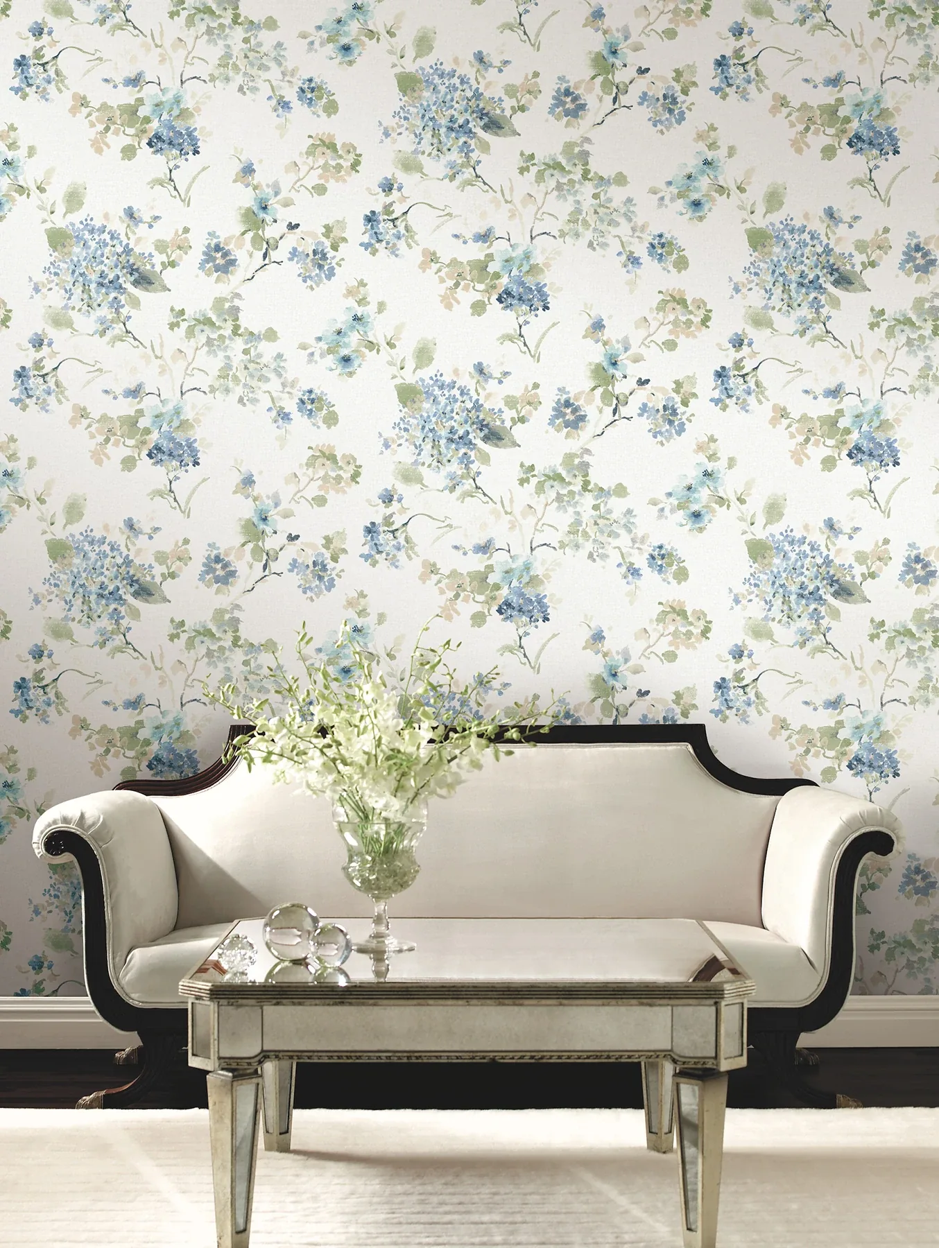 York Designer Series Veiled Garden Sky Blue Floral Wallpaper | Wallpaper Twins York Designer Series Veiled Garden Sky Blue Floral Wallpaper - SKU LL3229