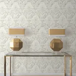 York Designer Series Velvet Crush Damask Cream & Pearl Wallpaper - SKU DF3334