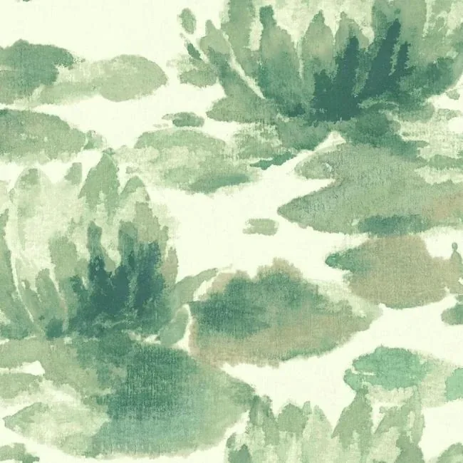 York Designer Series Water Lily Green Wallpaper - SKU NA0526