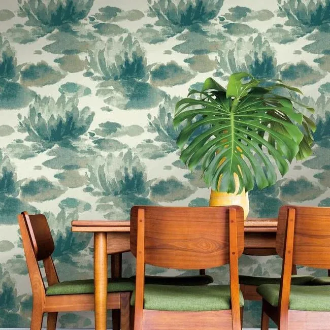 York Designer Series Water Lily Green Wallpaper - SKU NA0526
