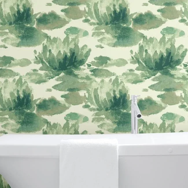 York Designer Series Water Lily Green Wallpaper | Wallpaper Twins York Designer Series Water Lily Green Wallpaper - SKU NA0526