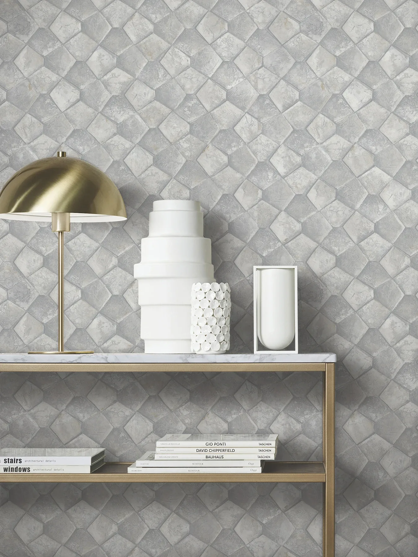 York Designer Series Waterford Grey Tiled Wallpaper | Wallpaper Twins York Designer Series Waterford Grey Tiled Wallpaper - SKU MA34907