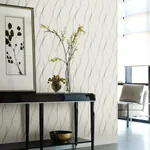 York Designer Series Wavy Stripe Off White & Silver Metallic Wallpaper | Wallpaper Twins York Designer Series Wavy Stripe Off White & Silver Metallic Wallpaper - SKU Y6201401