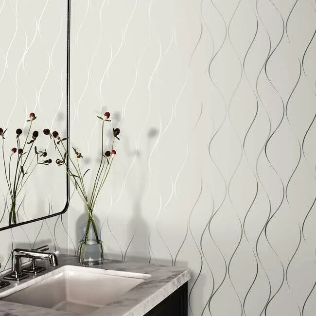 York Designer Series Wavy Stripe Off White & Silver Metallic Wallpaper | Wallpaper Twins York Designer Series Wavy Stripe Off White & Silver Metallic Wallpaper - SKU Y6201401