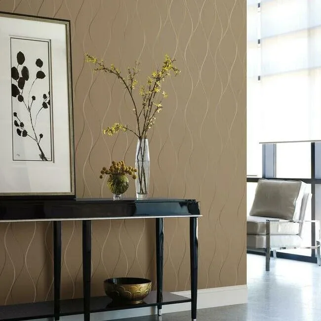 York Designer Series Wavy Stripe Tan Metallic Wallpaper | Wallpaper Twins York Designer Series Wavy Stripe Tan Metallic Wallpaper - SKU Y6201406